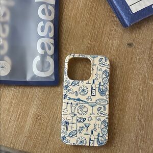 Casetify Navy and Cream Illustrated Phone Case